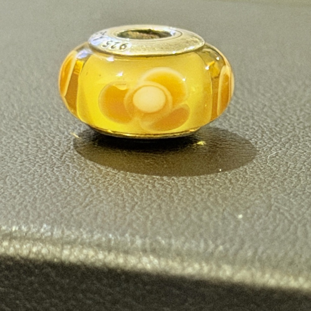 Pandora Golden Floral Glass Charm